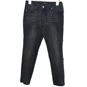 LEI Jeans Juniors Size 9 Black Destroyed Low Rise Straight Leg